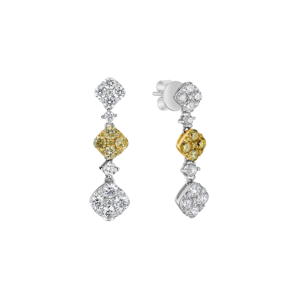 Náušnice s bielymi a žltými diamantmi Sparkling Euphoria