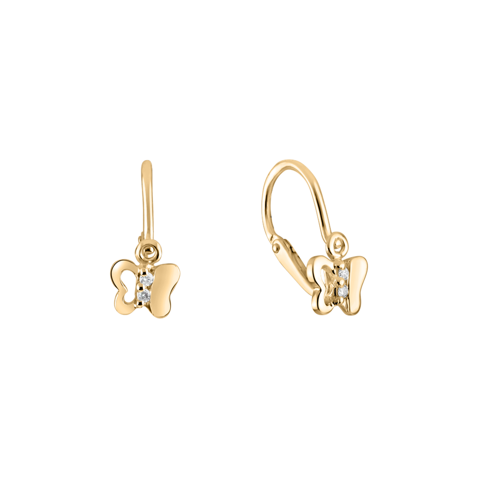 Detské náušnice s diamantmi Butterfly Symphony