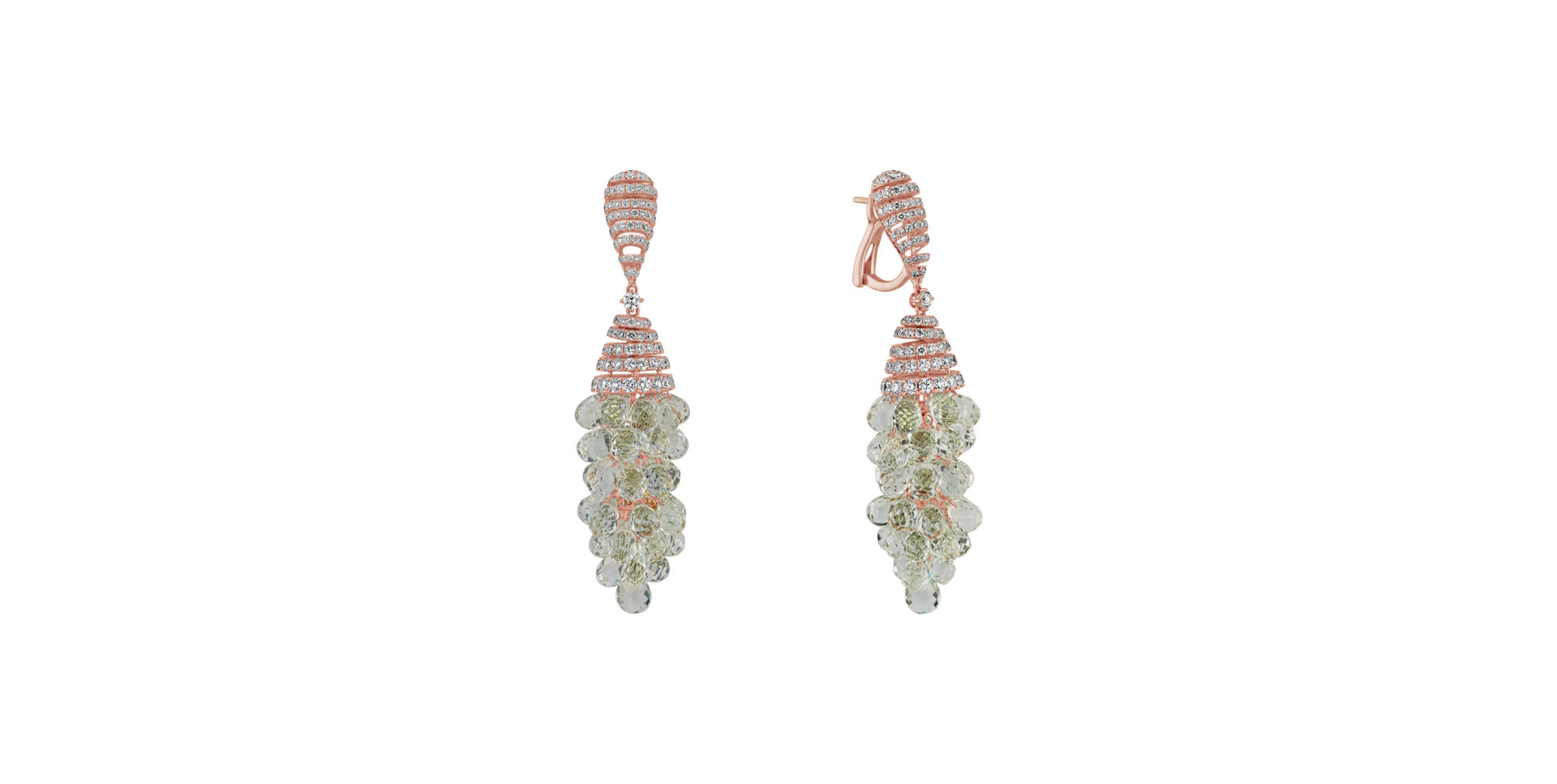 Náušnice s diamantmi s ametystmi Golden Drops