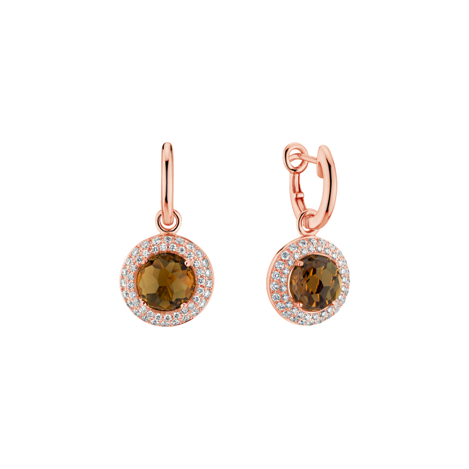 Náušnice s quartzom a diamantmi Yellow Lady