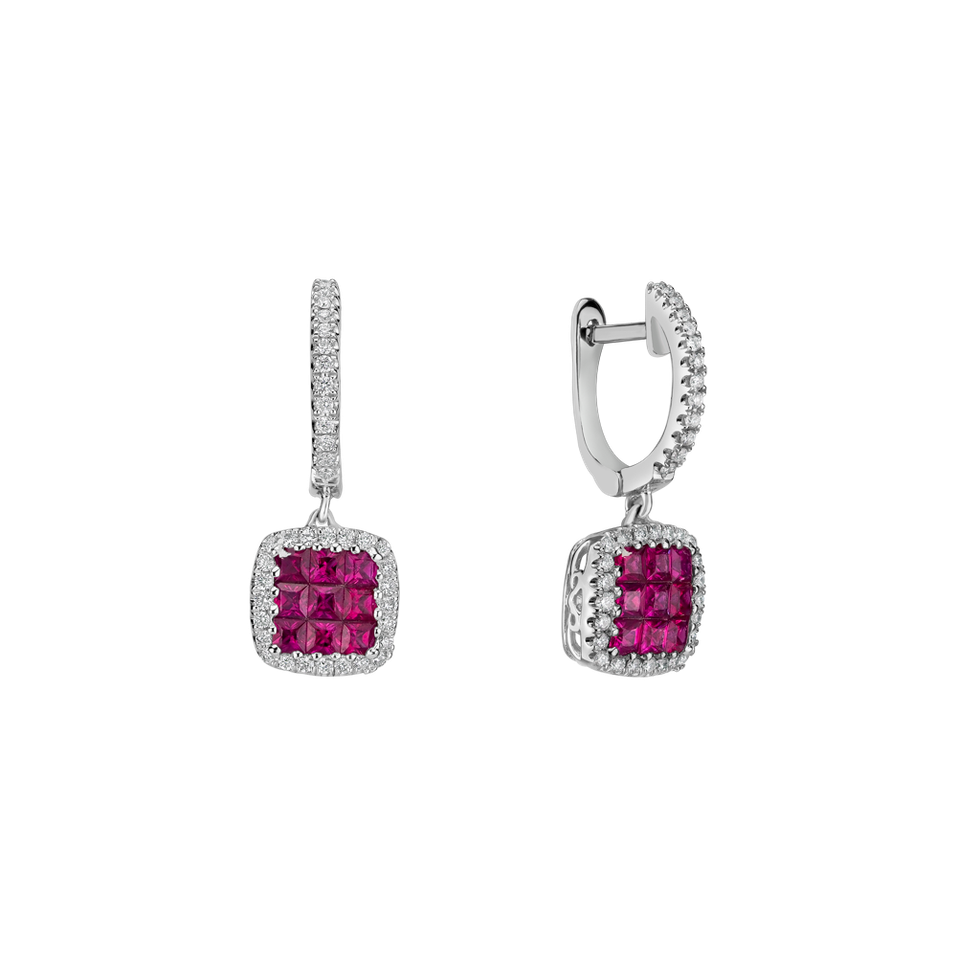 Náušnice s diamantmi a rubínmi Emersyn