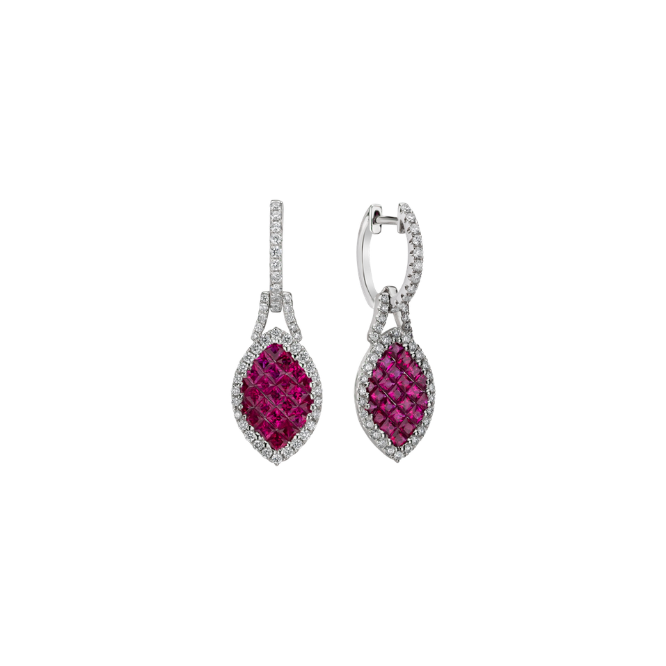 Náušnice s diamantmi a rubínmi Loving Glow