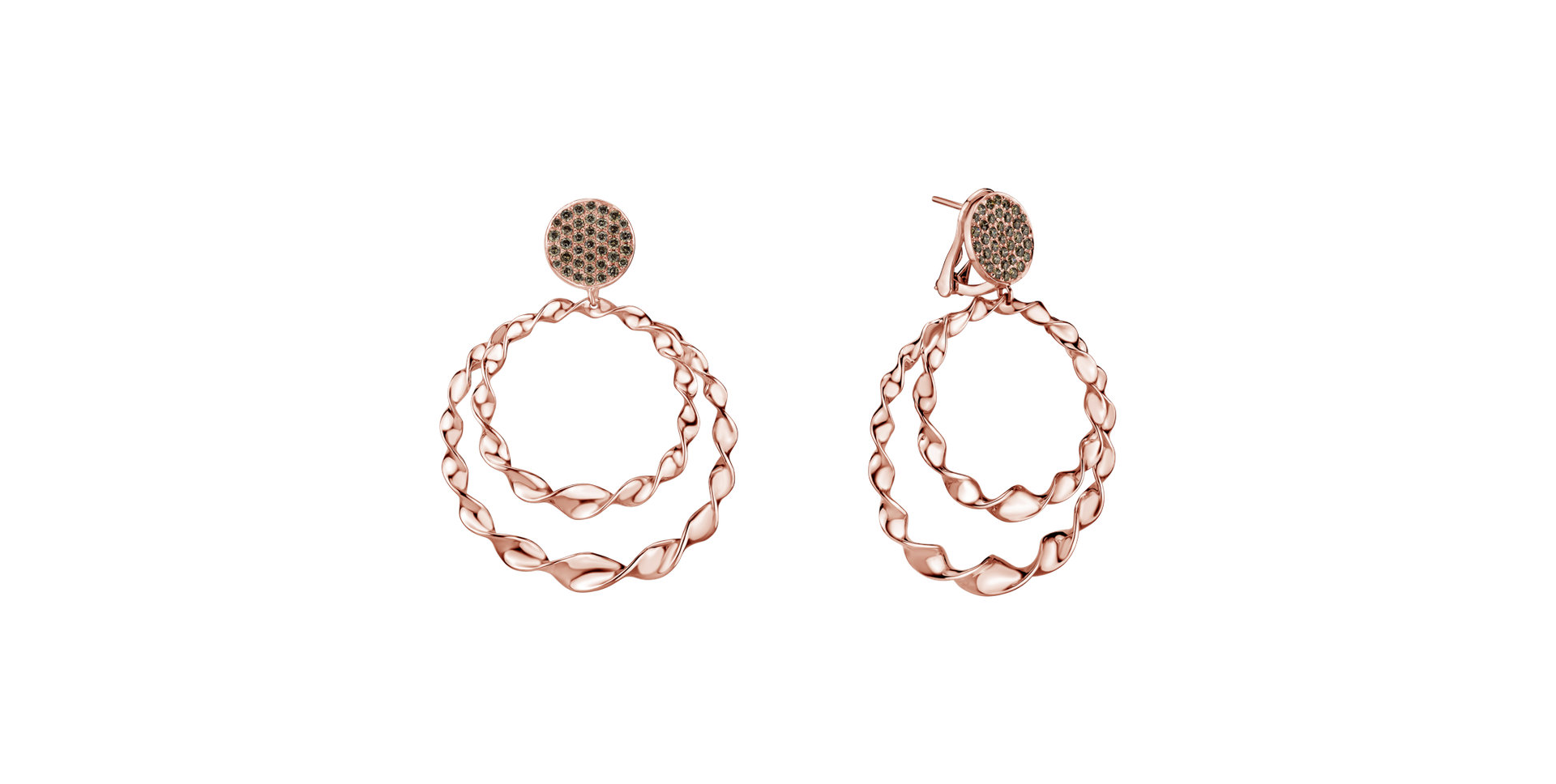 Náušnice s hnedými diamantmi Arabic Treasure