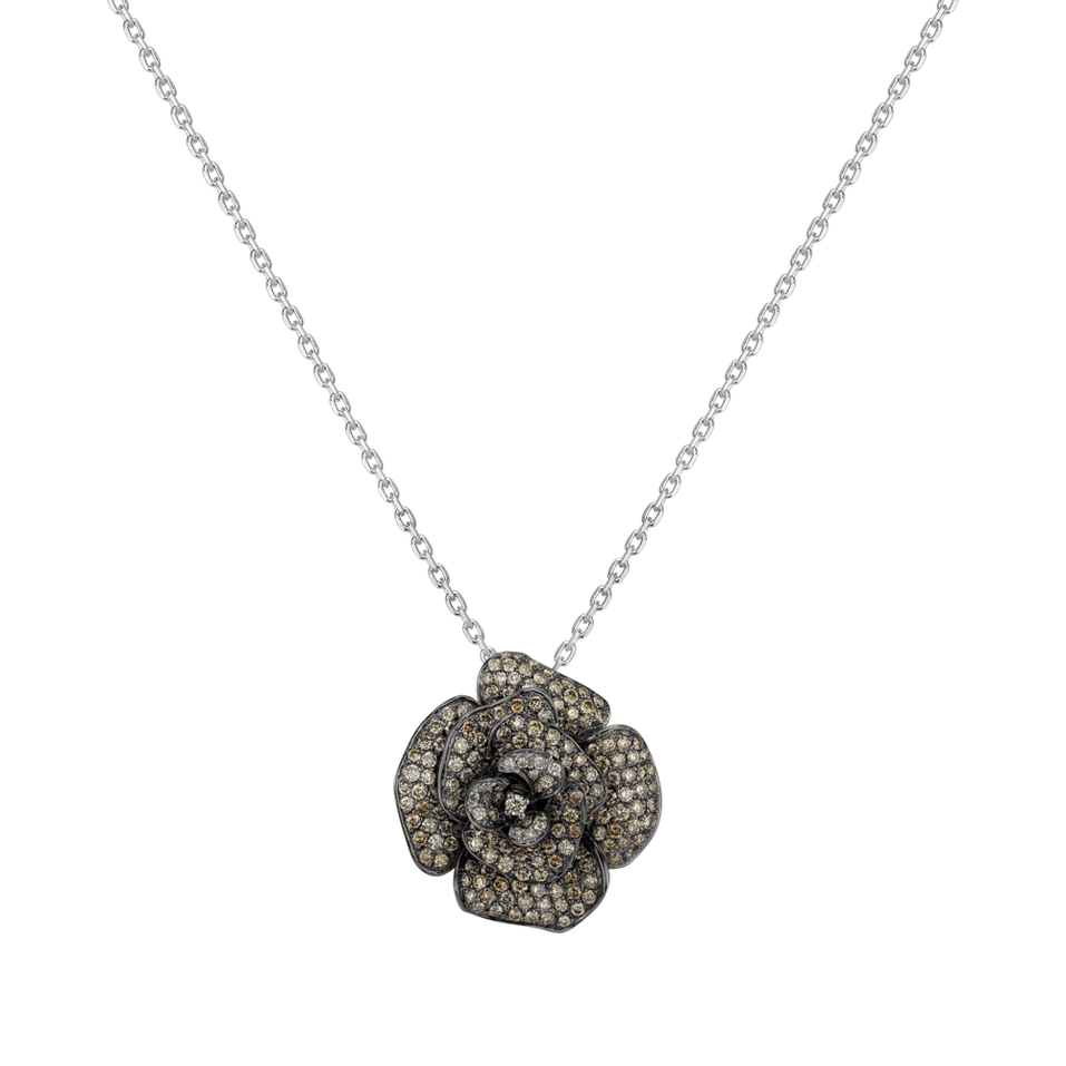 Prsteň s bielymi a hnedými diamantmi Flower Highness