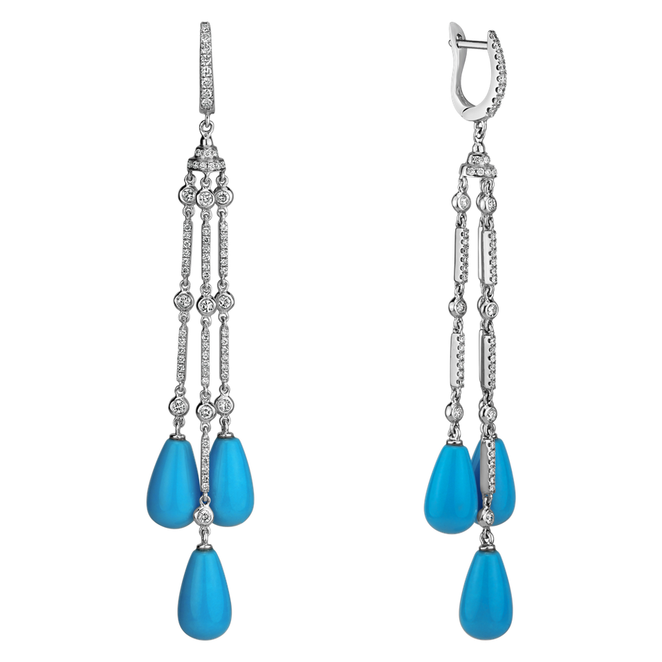 Náušnice s diamantmi a tyrkysy Ryu