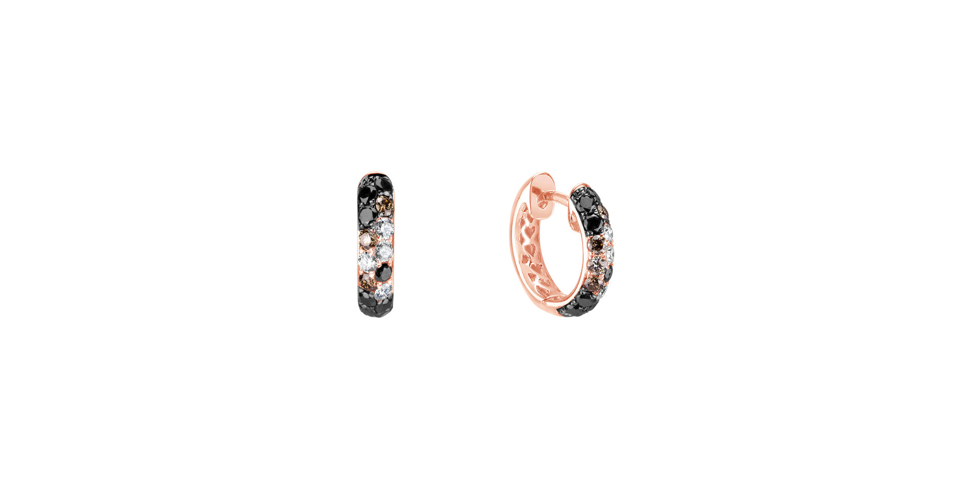 Náušnice s bielymi, hnedými a čiernymi diamantmi Inferno Dream