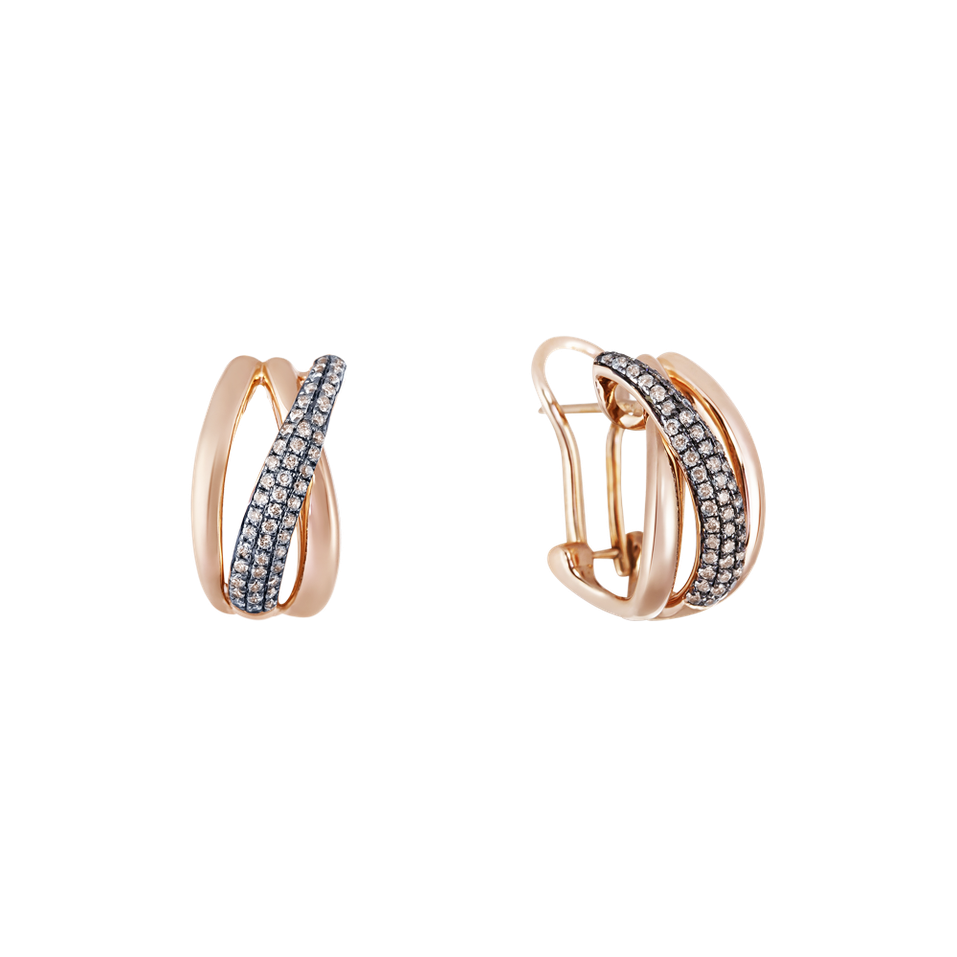 Náušnice s hnedými diamantmi Sunshine Streamer