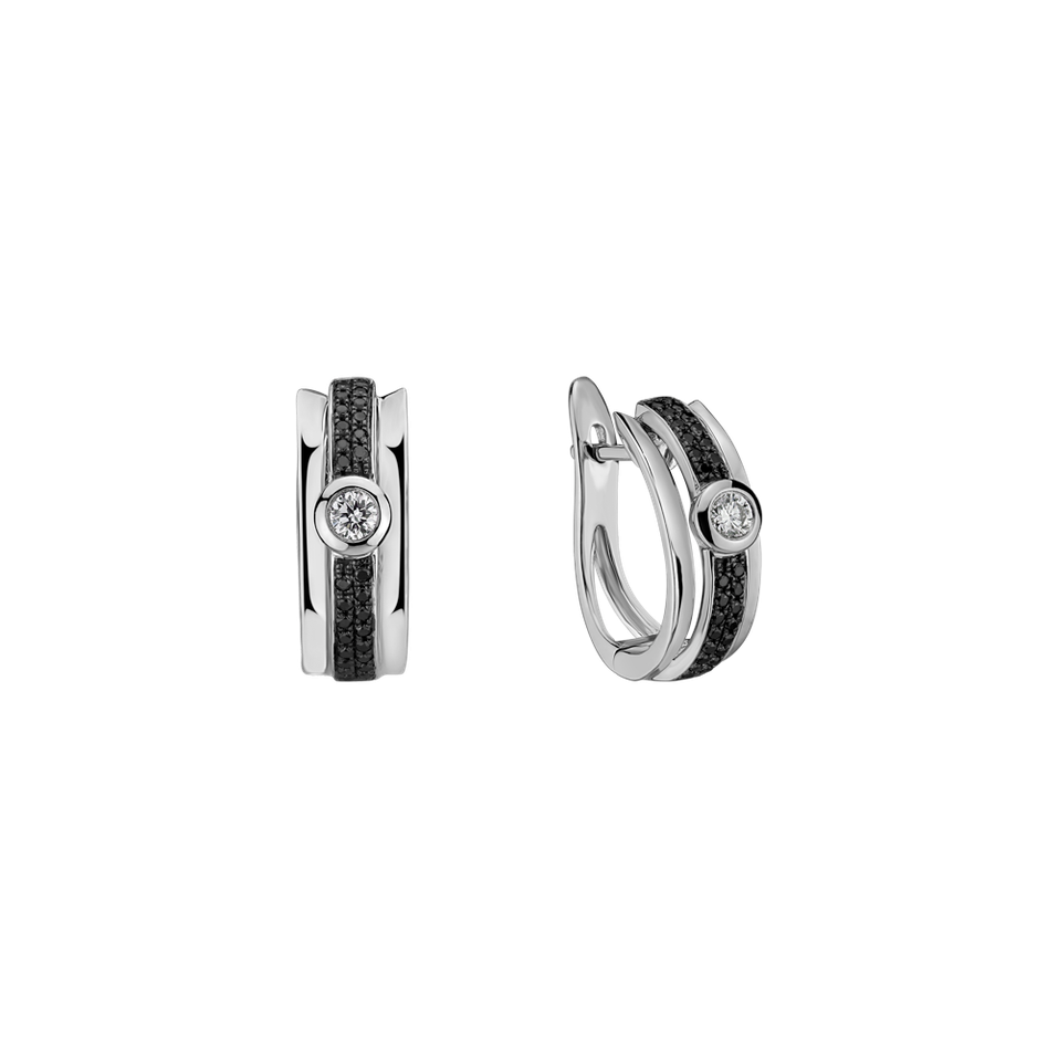 Náušnice s čiernymi a bielymi diamantmi Fairytale Sparkle