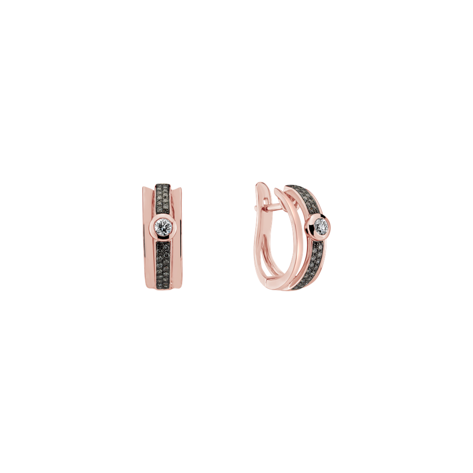 Náušnice s bielymi a hnedými diamantmi Fairytale Sparkle