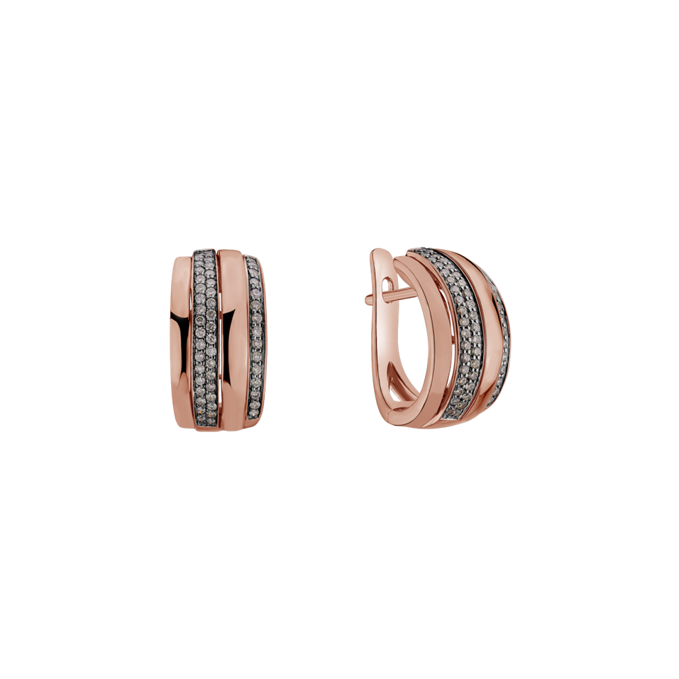 Náušnice s hnedými diamantmi Exquisite Feeling