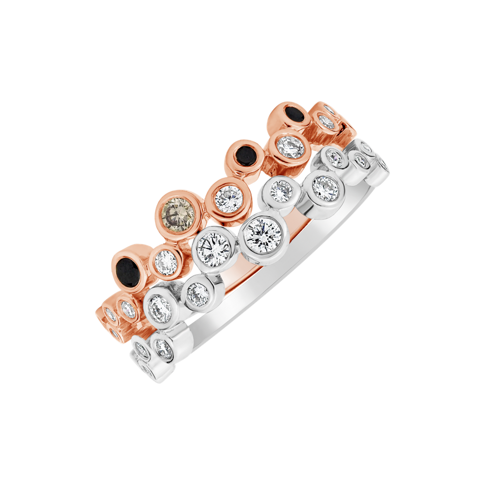 Prsteň s bielymi, hnedými a čiernymi diamantmi Virgin Tears