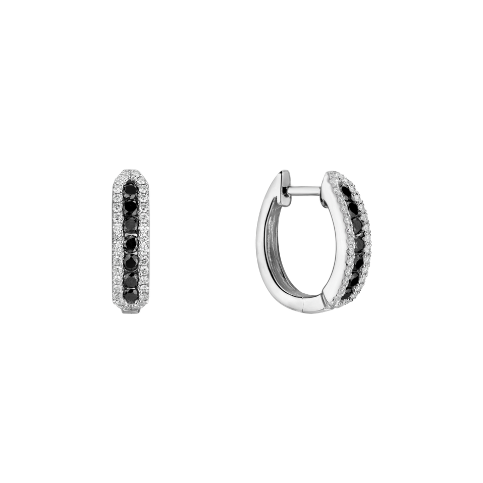 Náušnice s bielymi a čiernymi diamantmi Midnight Dream