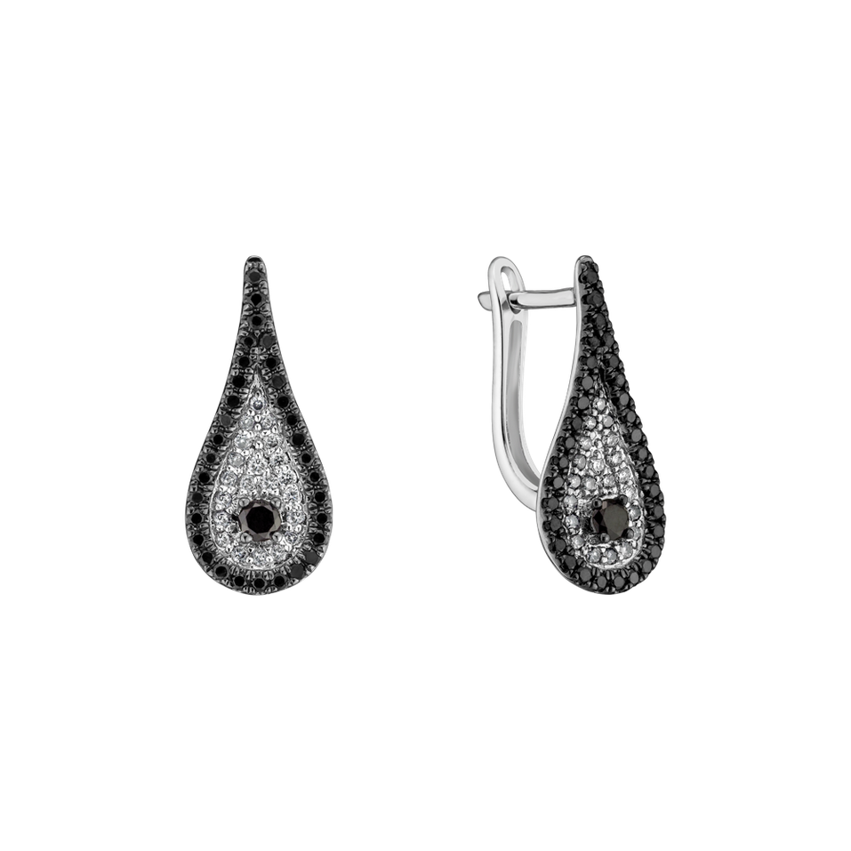 Náušnice s čiernymi a bielymi diamantmi Tears of Joy