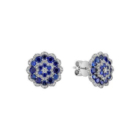 Náušnice s diamantmi a zafírmi Luxurious Mandala