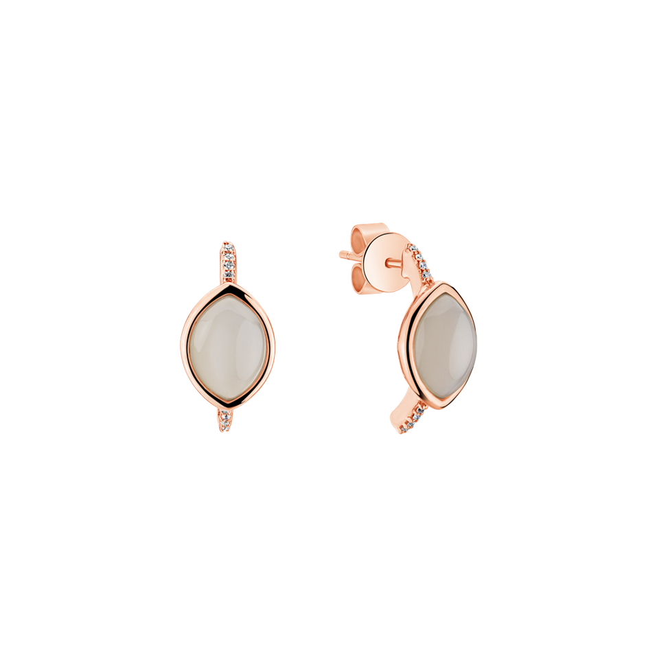 Náušnice s mesačným kameňom a diamantmi Misty Dream