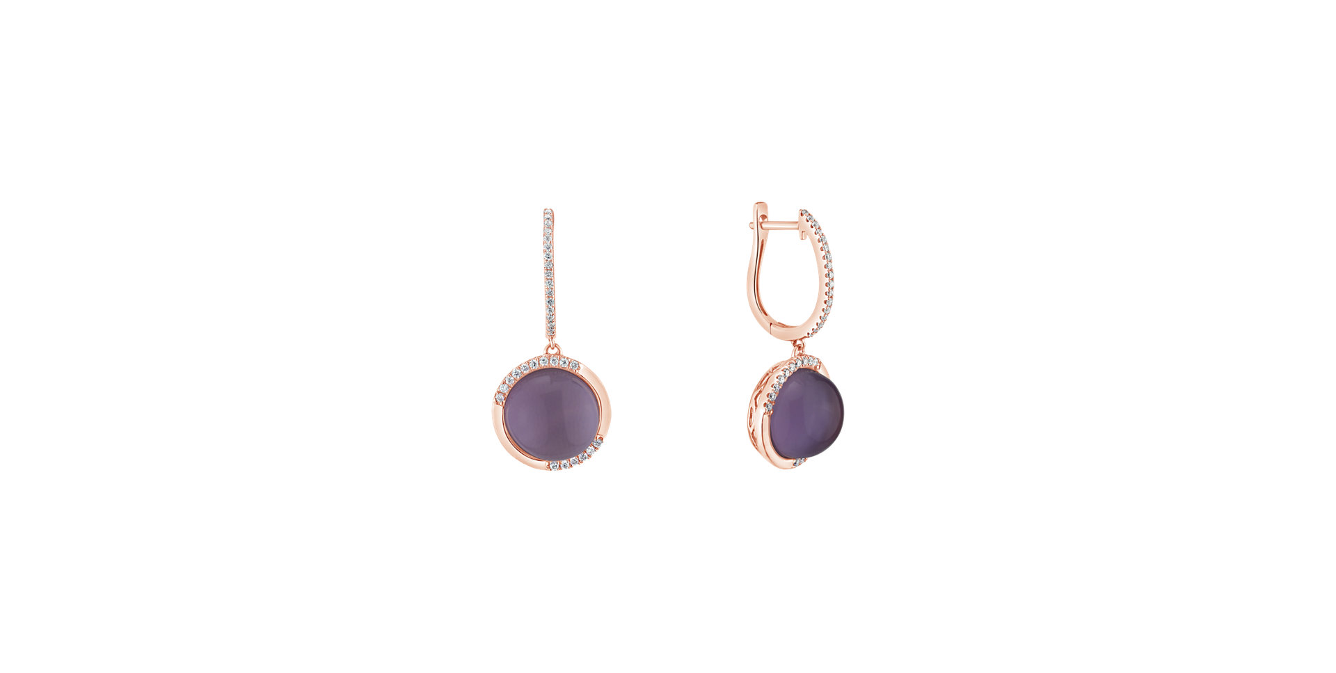 Náušnice s ametystom, diamantmi a perleťou Aesthetic Pearl