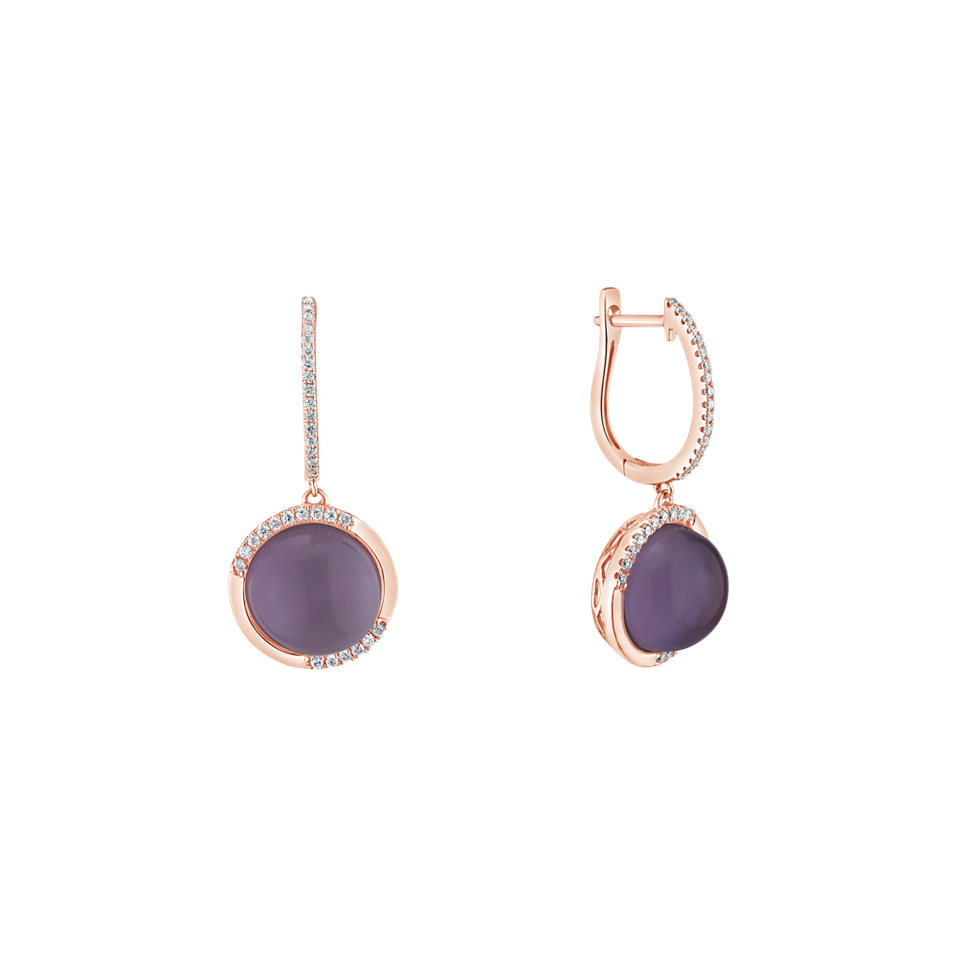Náušnice s ametystom, diamantmi a perleťou Aesthetic Pearl