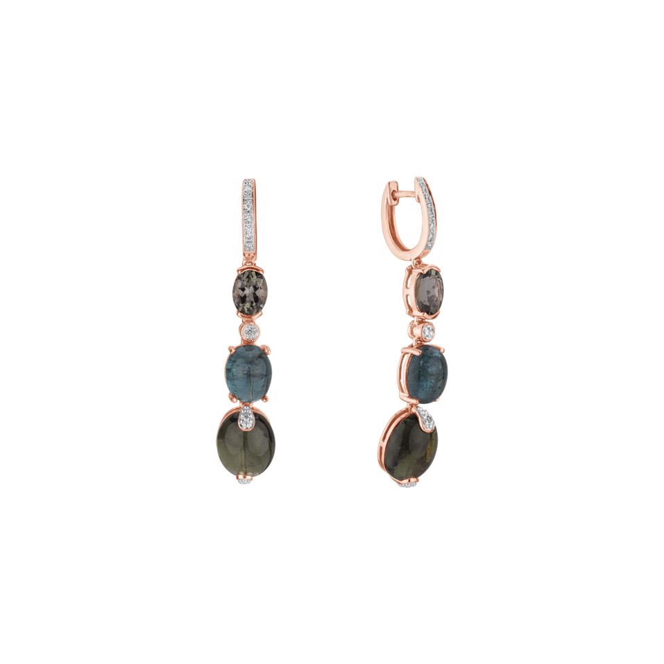 Náušnice s diamantmi a turmalínmi Caesarean Courier