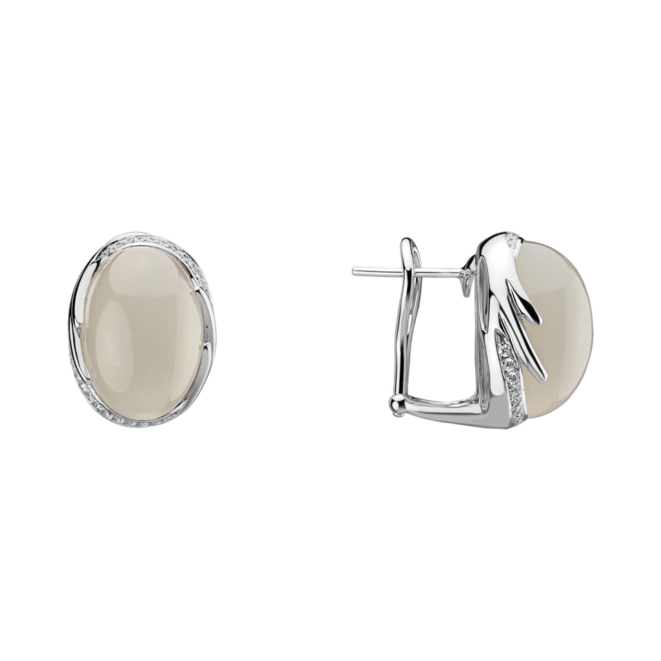 Náušnice s mesačným kameňom a diamantmi Mystic Blossom