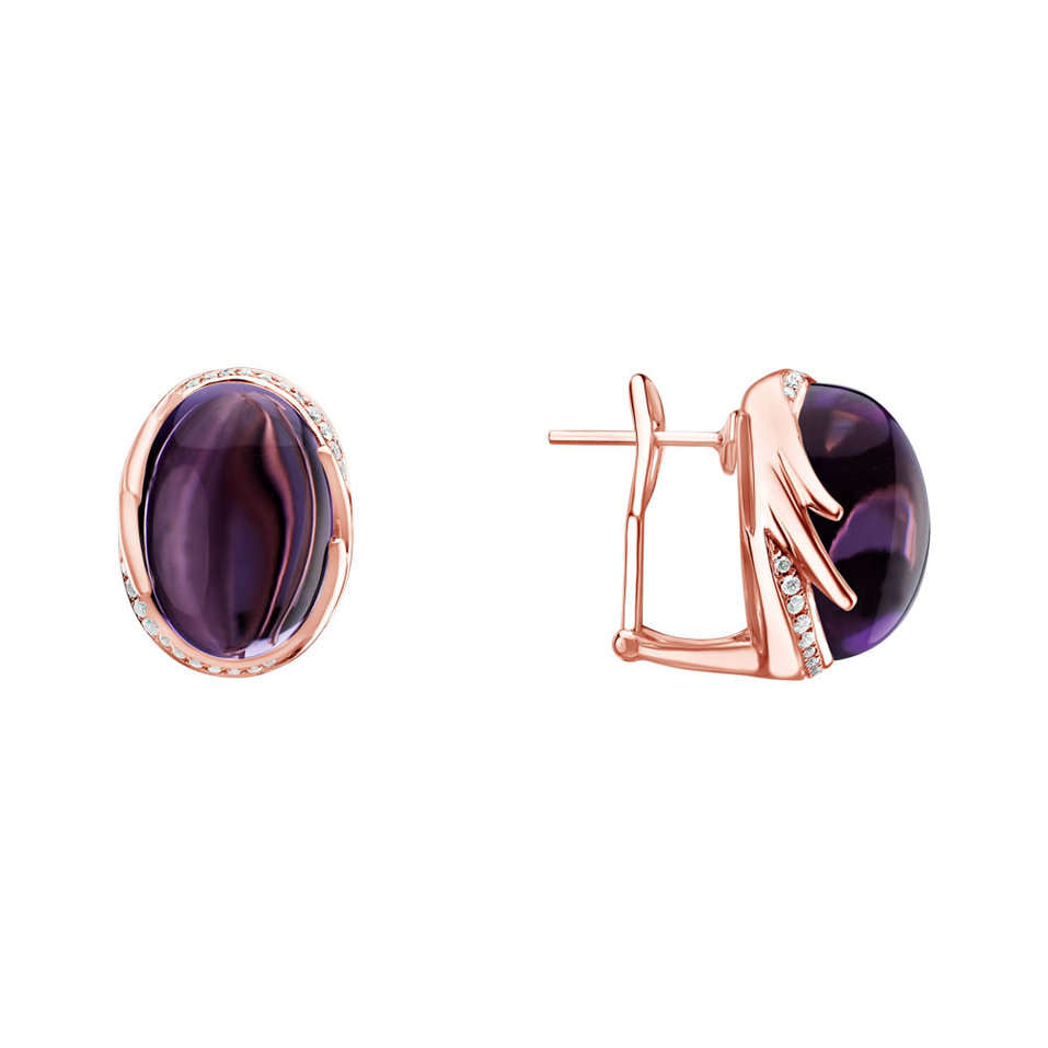 Náušnice s ametystom diamantmi Mystic Blossom