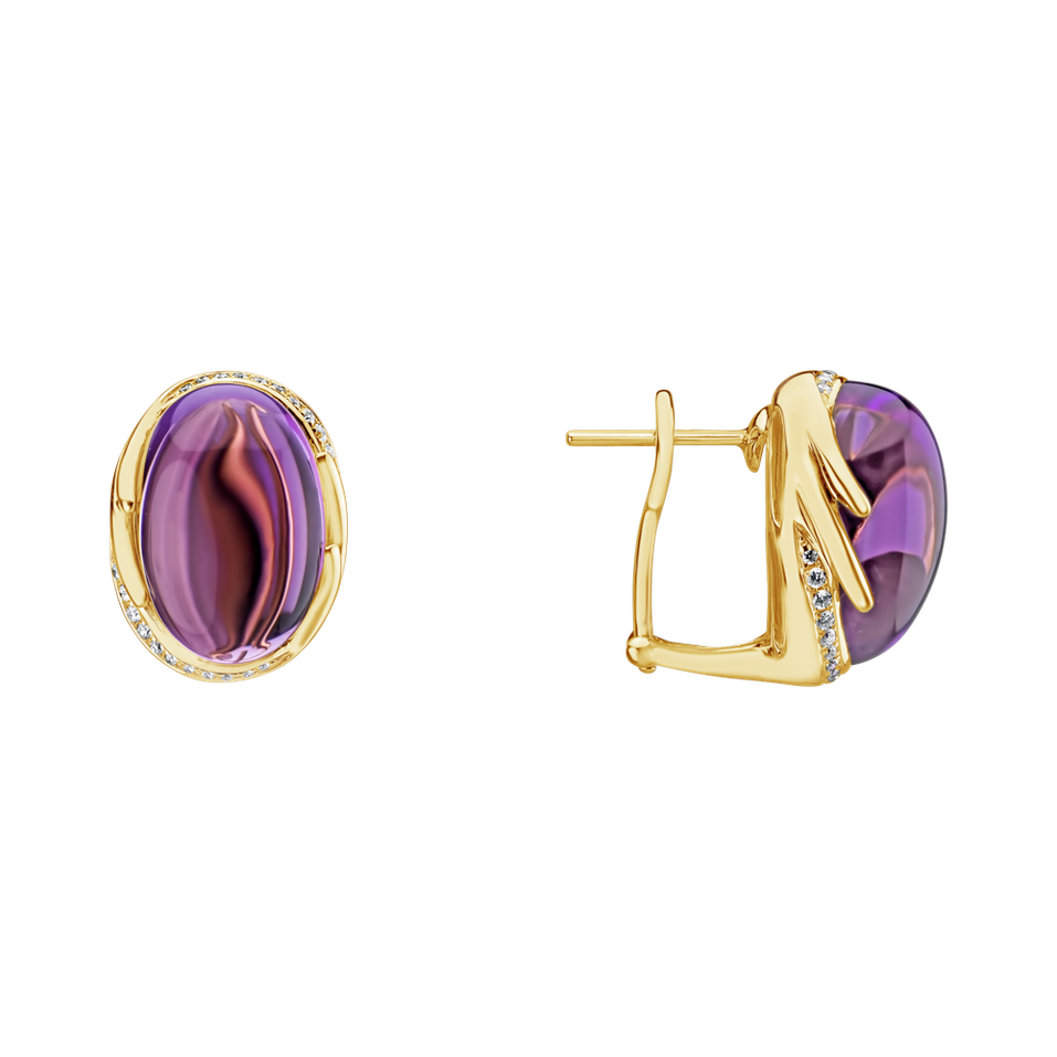 Náušnice s ametystom diamantmi Mystic Blossom