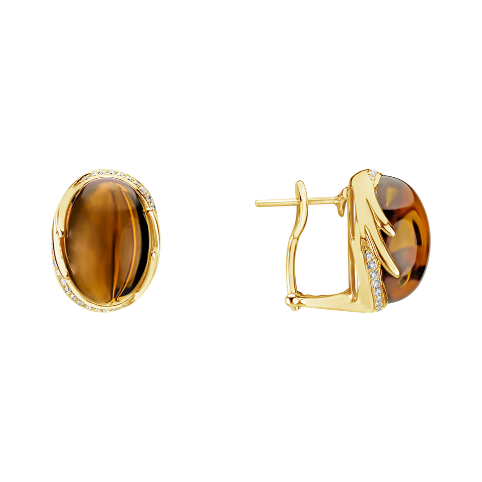 Náušnice s quartzom a diamantmi Mystic Blossom