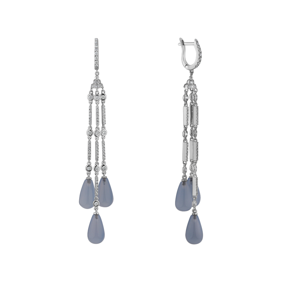 Náušnice s diamantmi a chalcedonom Royal Dazzle