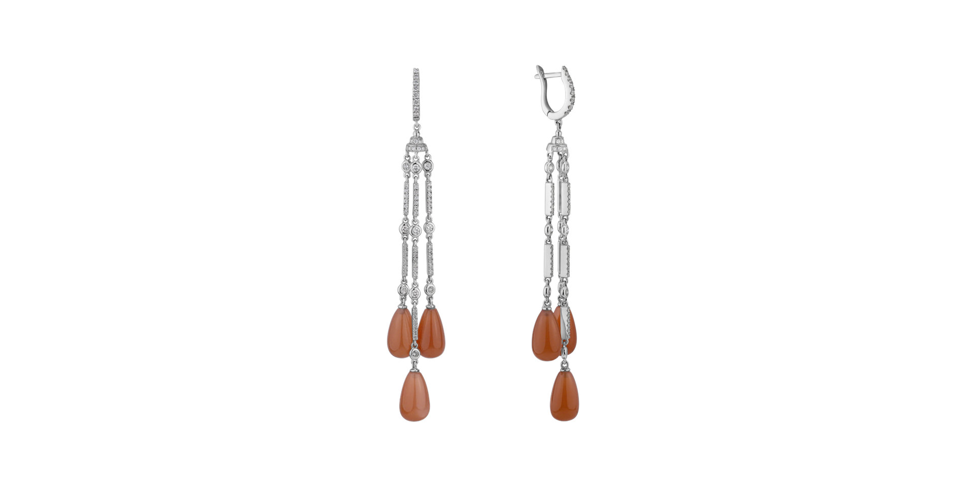 Náušnice s diamantmi a karneolmi Royal Dazzle