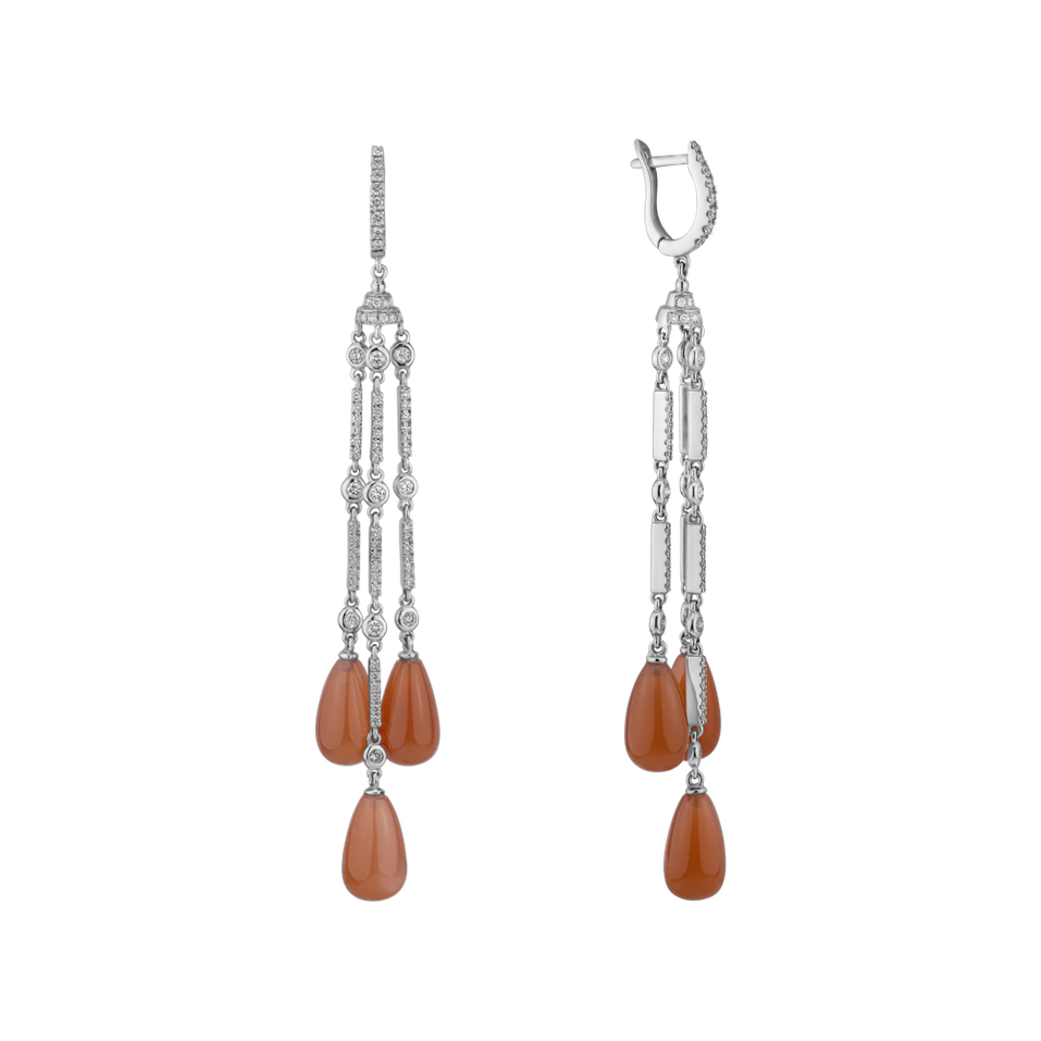 Náušnice s diamantmi a karneolmi Royal Dazzle