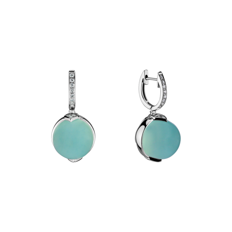 Náušnice s chalcedonom a diamantmi Fairy Blossom