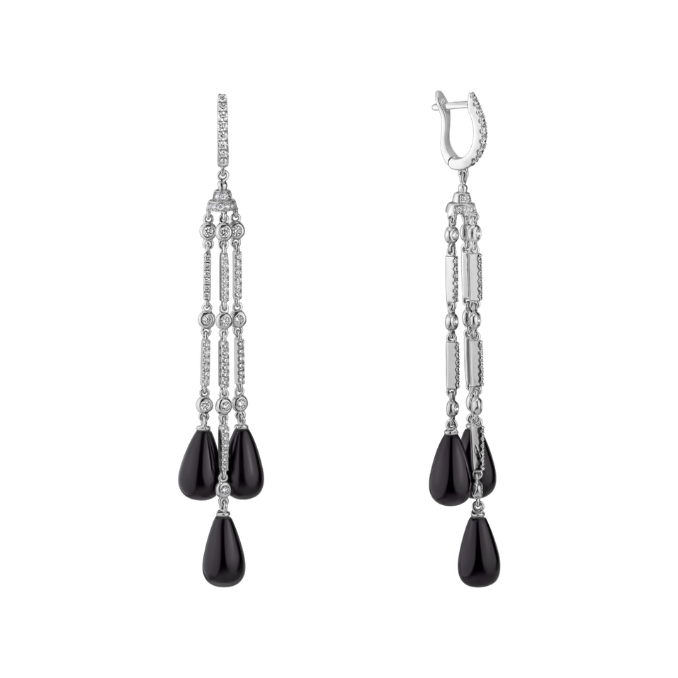 Náušnice s diamantmi a onyxmi Royal Dazzle