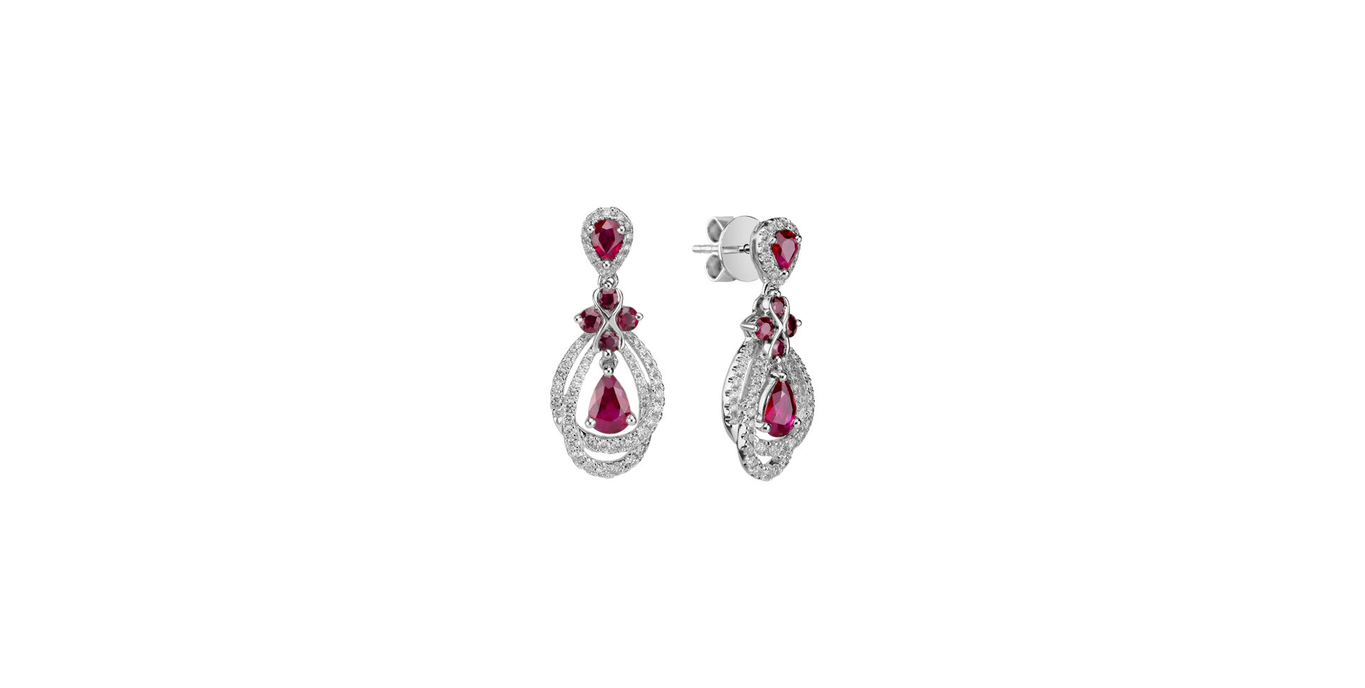 Náušnice s diamantmi a rubínmi Ruby Chandelier