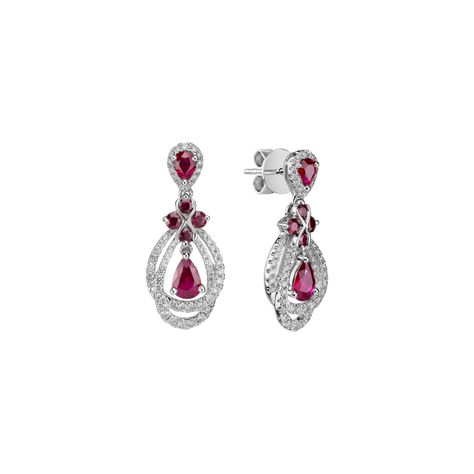 Náušnice s diamantmi a rubínmi Ruby Chandelier