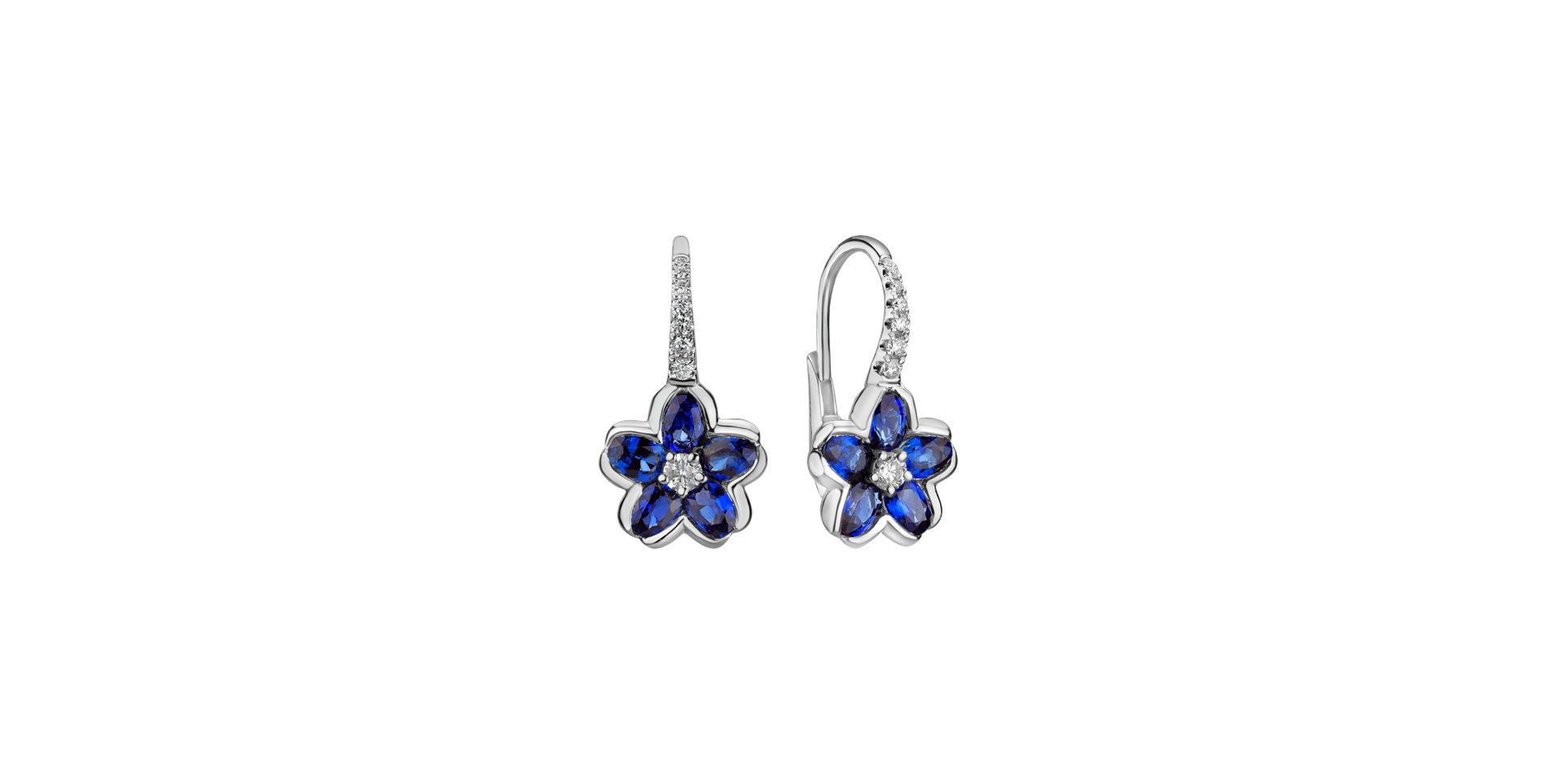 Náušnice s diamantmi a zafírmi Shinning Campanula