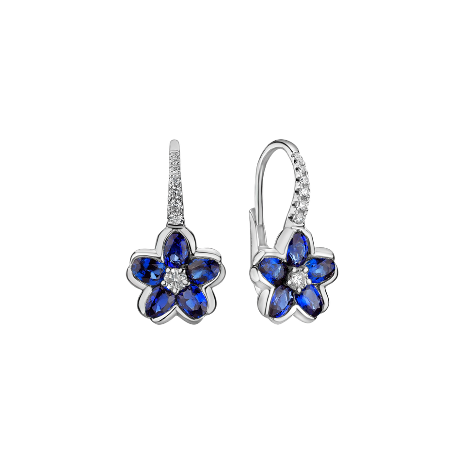 Náušnice s diamantmi a zafírmi Shinning Campanula