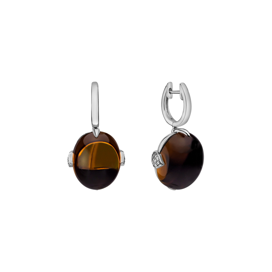 Náušnice s quartzom a diamantmi Shining Grace