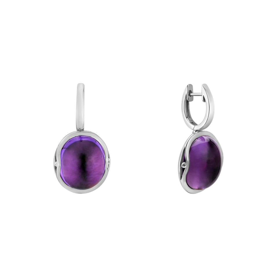 Náušnice s ametystom diamantmi Fairytale Drop