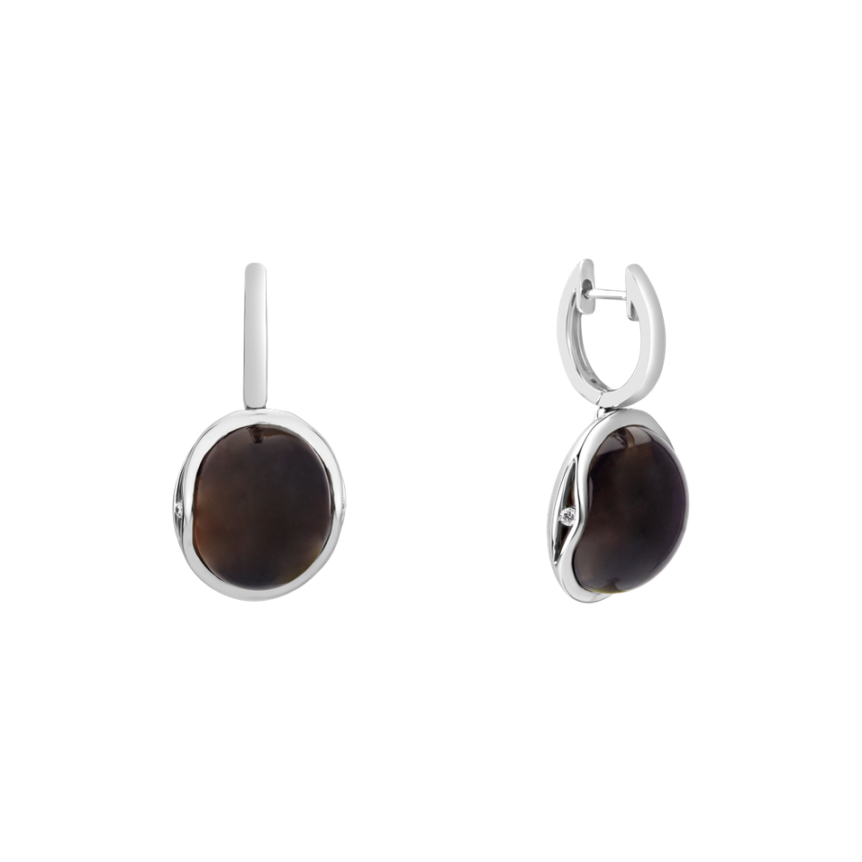 Náušnice s quartzom a diamantmi Fairytale Drop