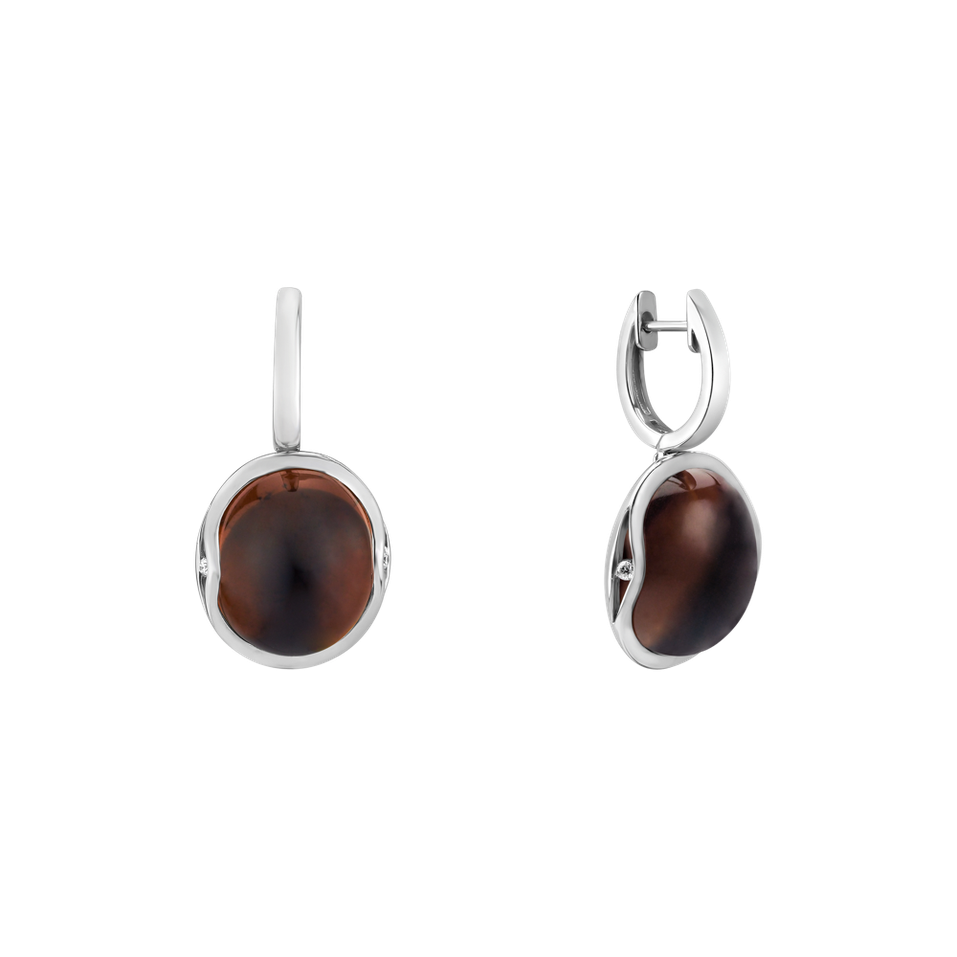 Náušnice s quartzom a diamantmi Fairytale Drop