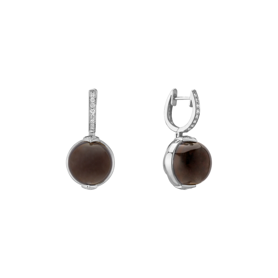 Náušnice s quartzom a diamantmi Fairy Blossom