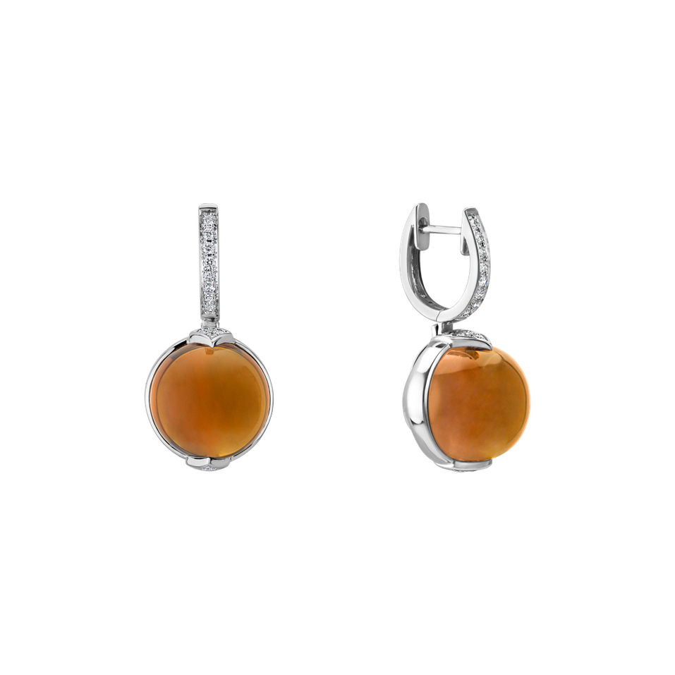 Náušnice s quartzom a diamantmi Fairy Blossom