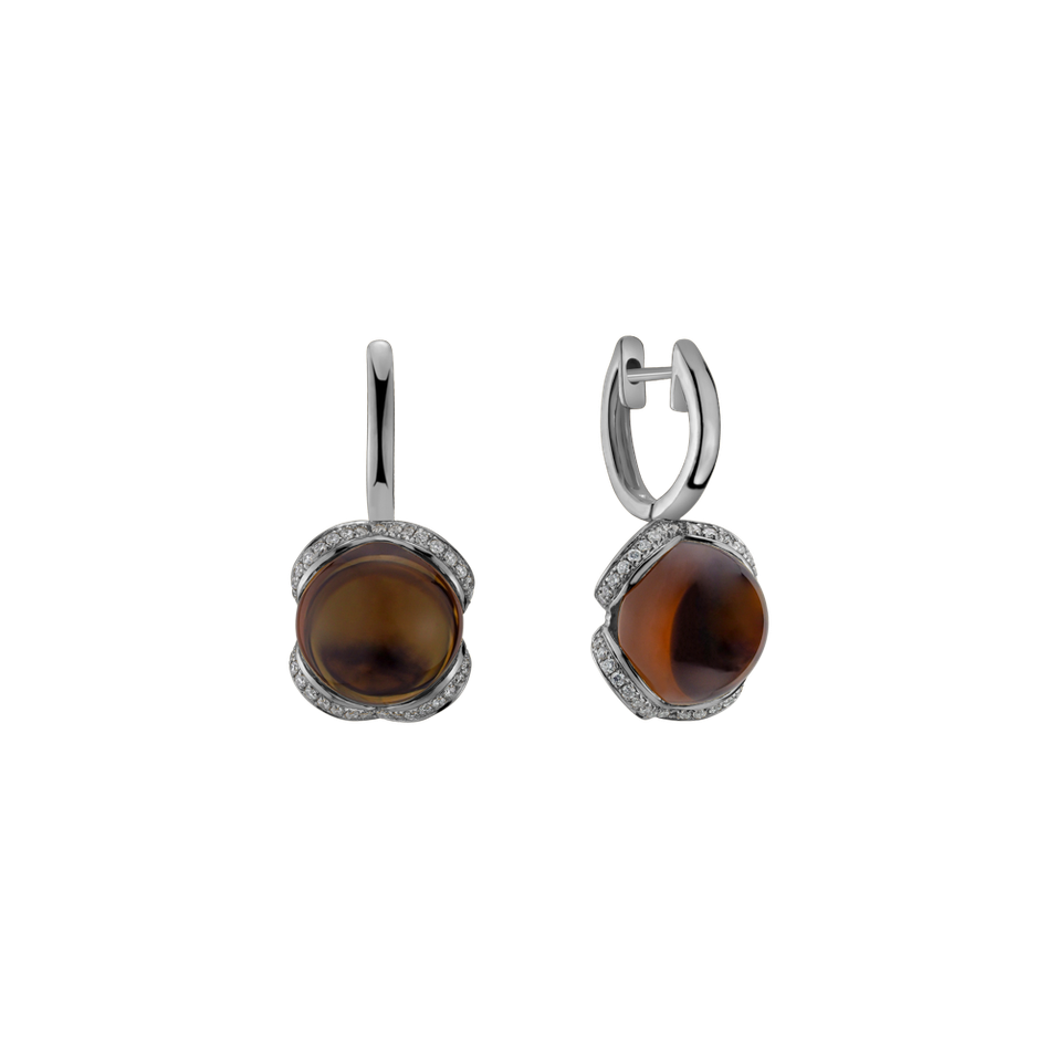 Náušnice s quartzom a diamantmi Rainbow Wish