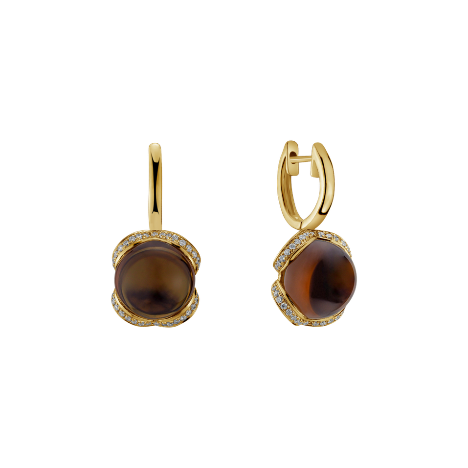 Náušnice s quartzom a diamantmi Rainbow Wish