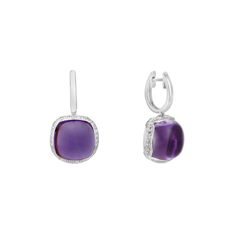 Náušnice s ametystom diamantmi Mystic Drop