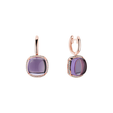 Náušnice s ametystom diamantmi Mystic Drop