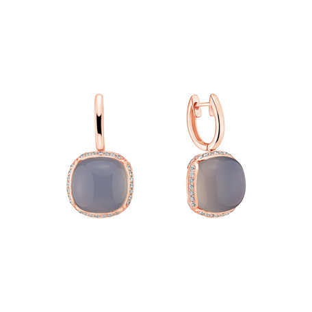 Náušnice s chalcedonom a diamantmi Mystic Drop