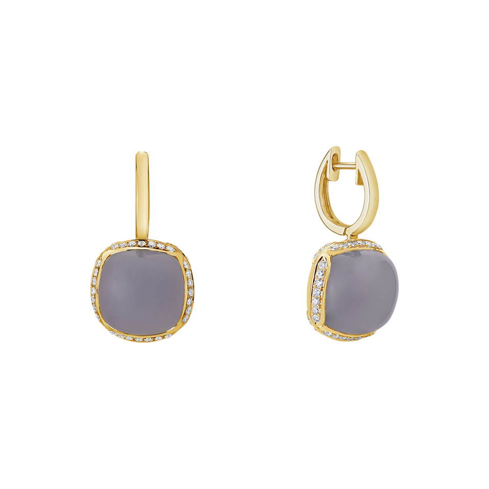 Náušnice s chalcedonom a diamantmi Mystic Drop