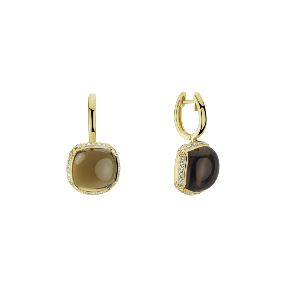 Náušnice s quartzom a diamantmi Mystic Drop