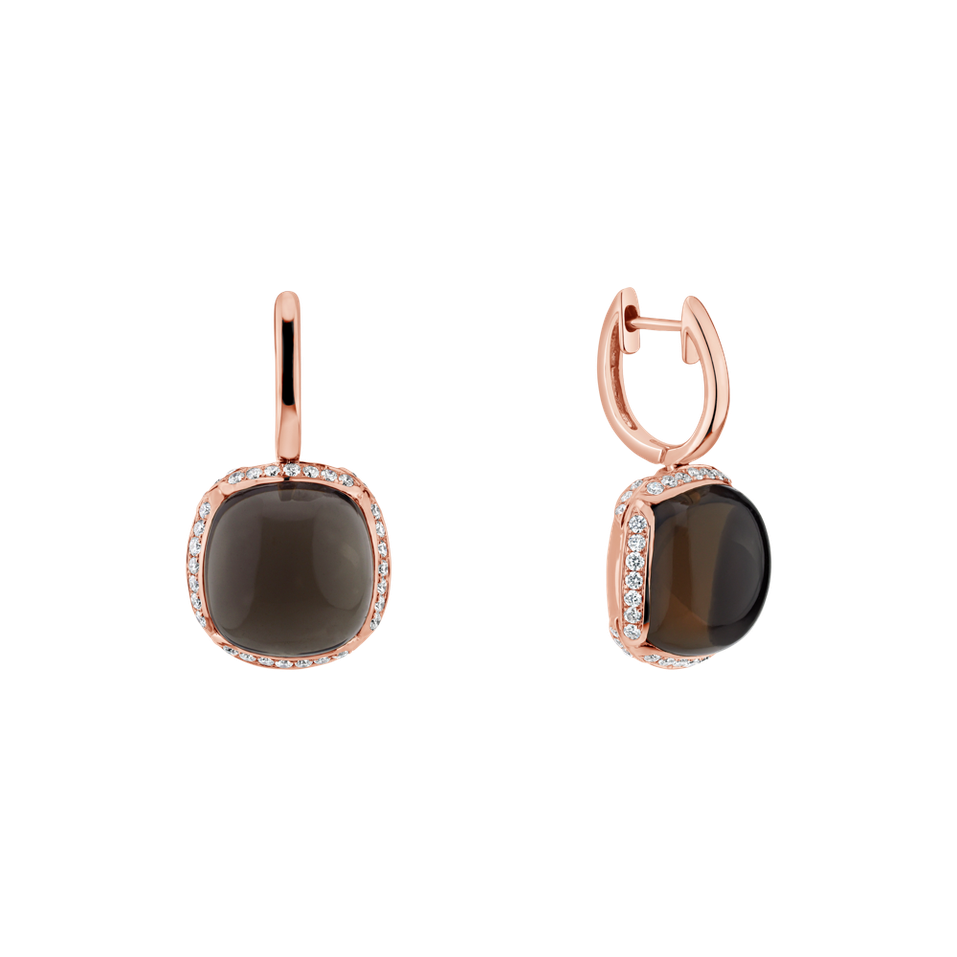 Náušnice s quartzom a diamantmi Mystic Drop