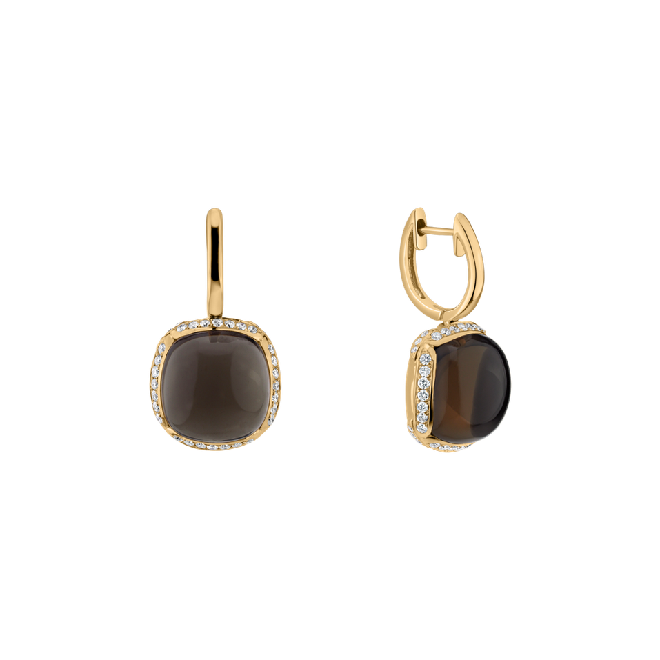 Náušnice s quartzom a diamantmi Mystic Drop